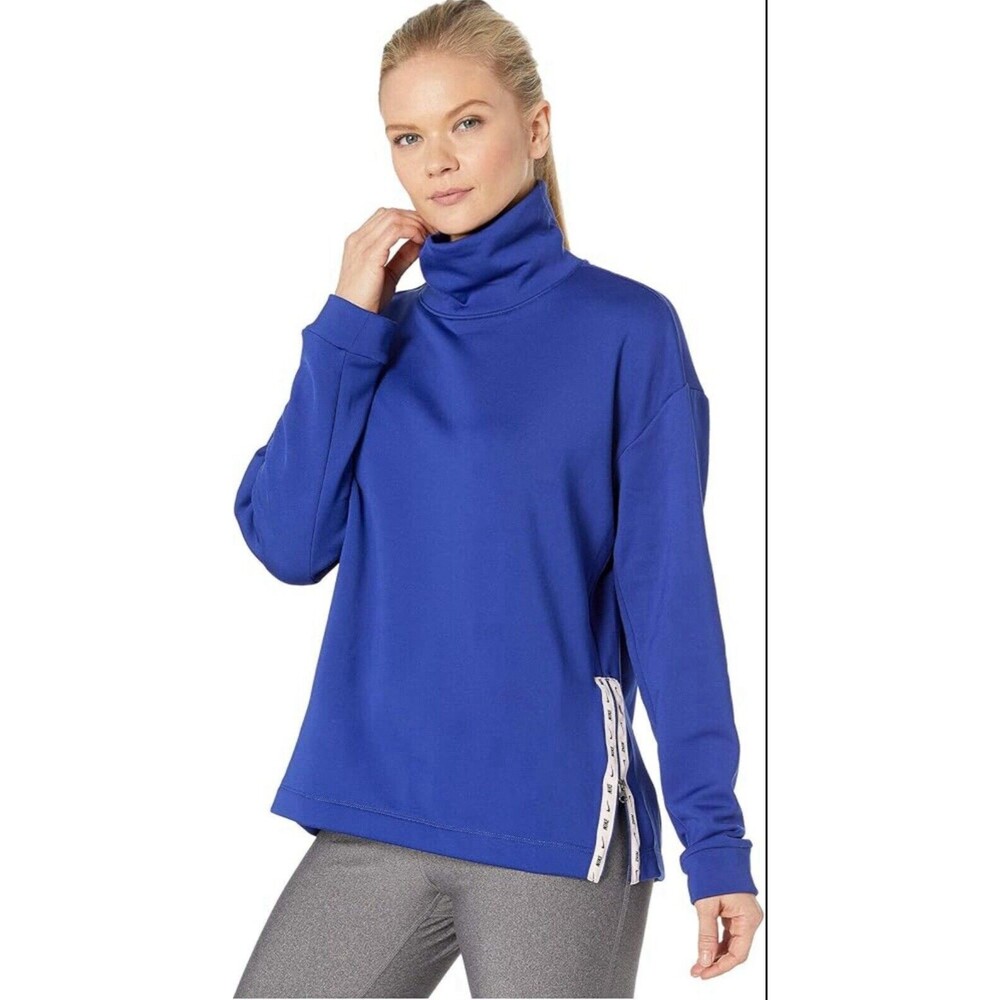 Nike Therma Fleece All Time Mock Neck Sweatshirt Deep Royal/Echo Pink Size XS